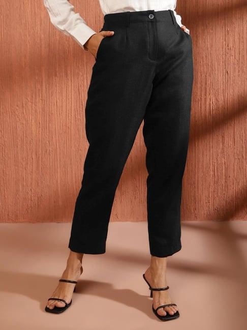 fabindia black mid rise pants