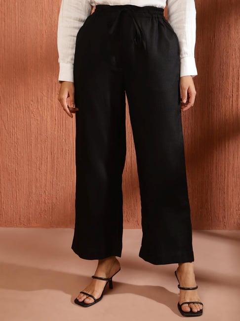 fabindia black mid rise pants