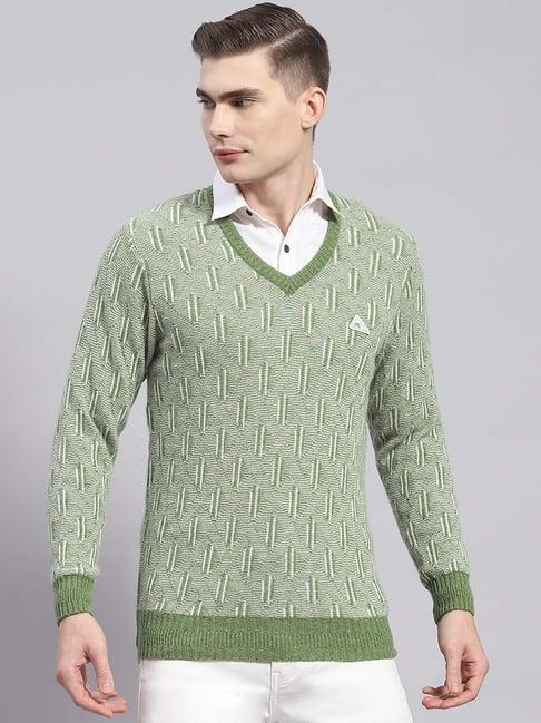 monte carlo sea green regular fit lambs wool sweater