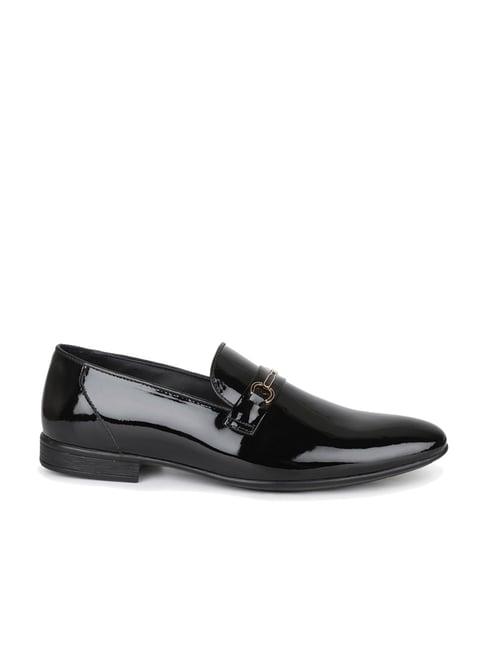 privo men's black formal loafers