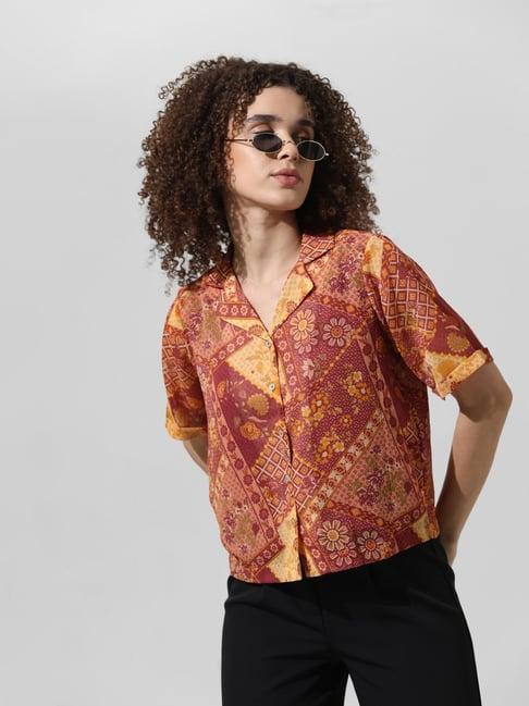 only brown floral print shirt