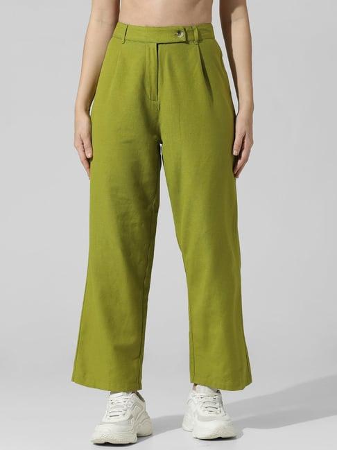 only green regular fit high rise pants