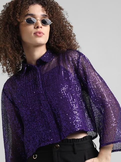 only purple embellished shirt