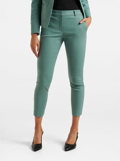 forever new sea green slim fit mid rise pants