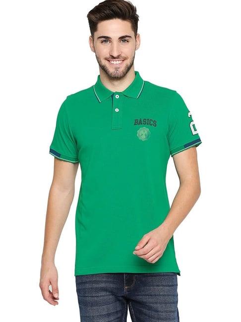 basics lush meadow cotton muscle fit polo t-shirt