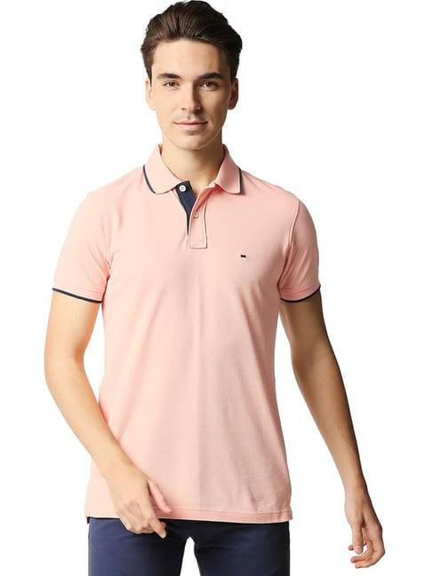 basics peach parfait cotton muscle fit polo t-shirt