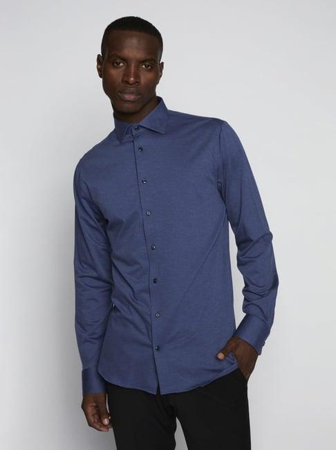 matinique blue cotton regular fit shirt