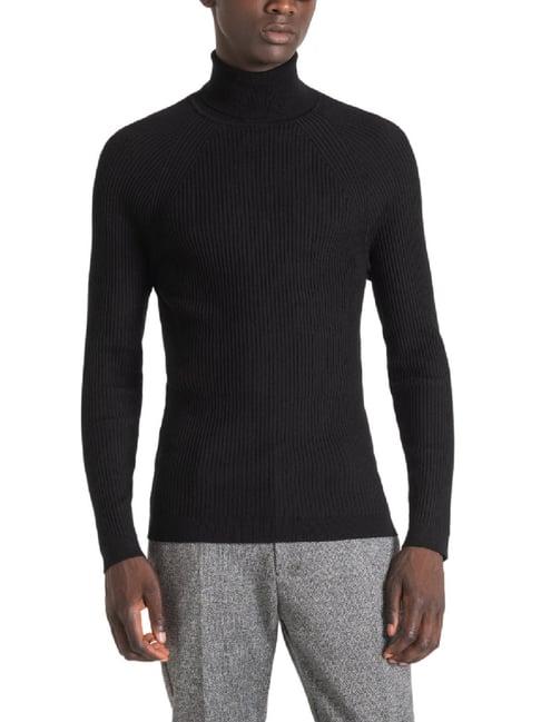 antony morato black slim fit texture sweater