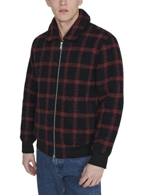 matinique black regular fit checks jacket