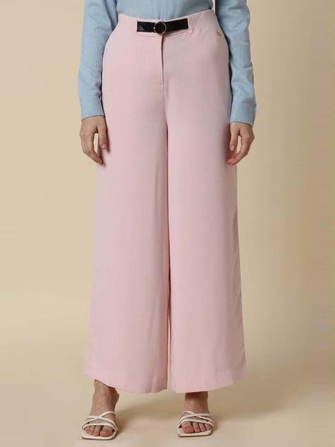 allen solly pink mid rise trousers