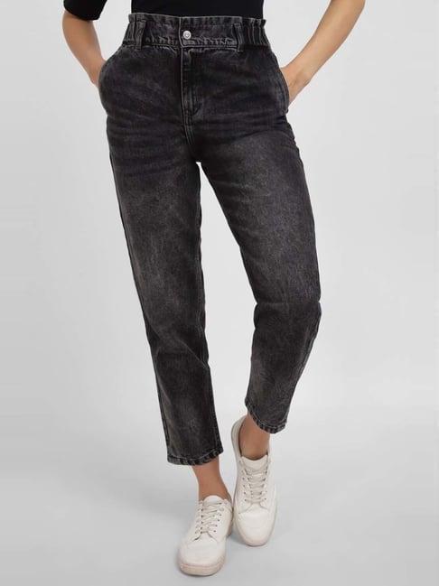 allen solly black cotton textured pattern mid rise jeans