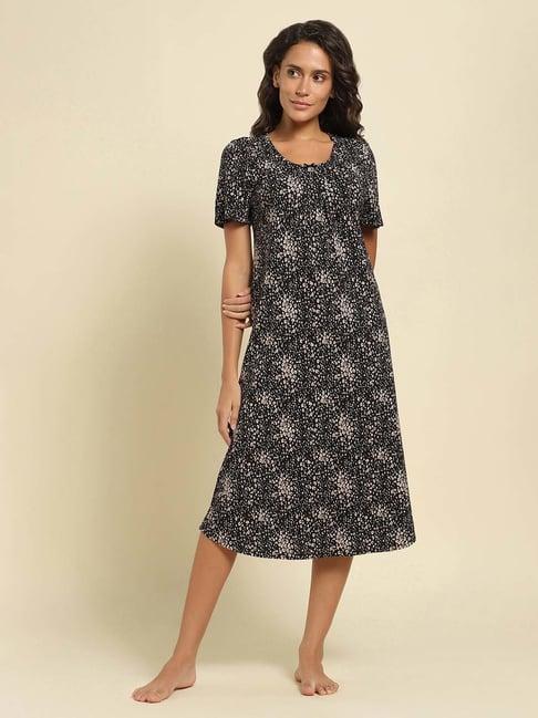 van heusen black cotton printed nighty