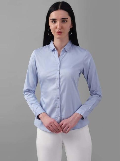 allen solly blue cotton formal shirt