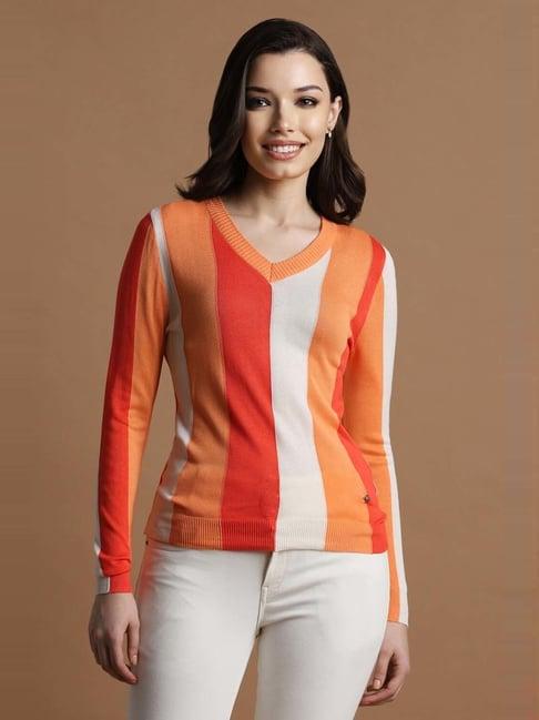 allen solly orange color-block top