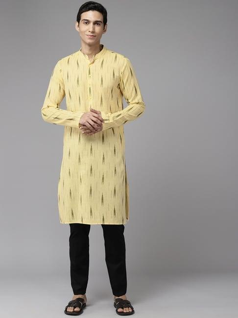 see designs cream & black cotton regular fit printed kurta bottom set