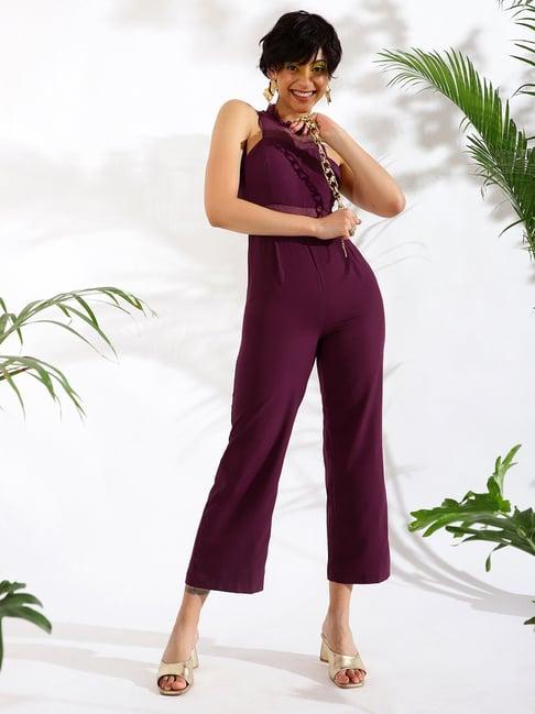 kassually burgundy midi jumpsuit