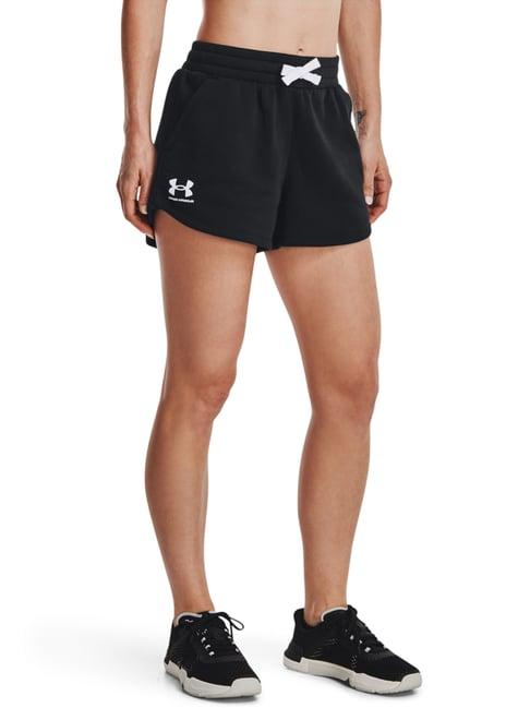 under armour black cotton logo print sports shorts