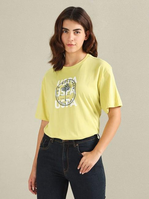 u.s. polo assn. yellow cotton printed t-shirt