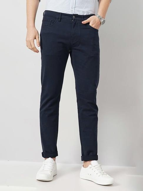 celio* navy slim fit flat front trousers