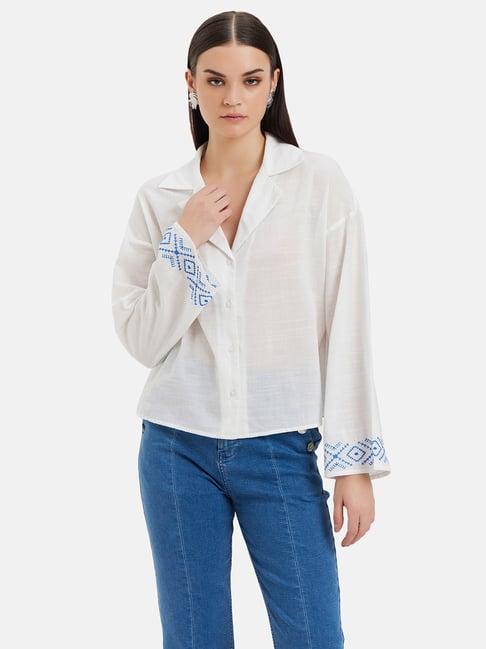 kazo white embroidered shirt