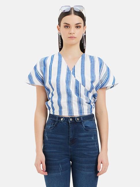 kazo blue & white striped top