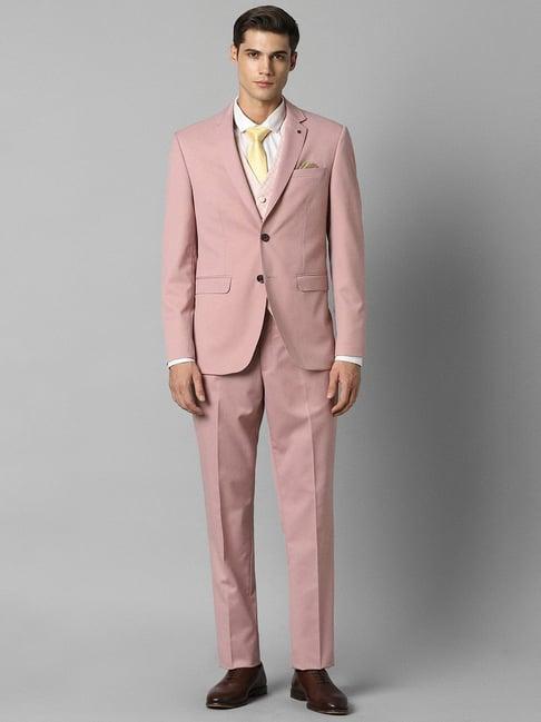 louis philippe pink slim fit three piece suit