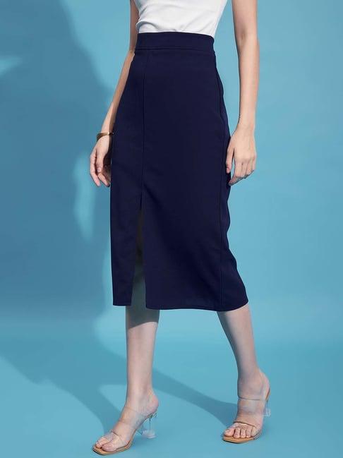 buynewtrend navy a-line skirt