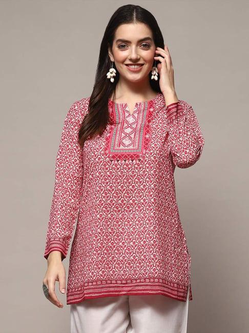 biba pink printed a line short kurti