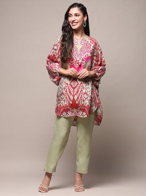 biba green printed tunic pant set