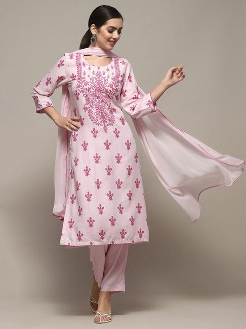 biba lilac printed kurta pant set with dupatta