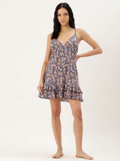 clt.s blue floral print night dress