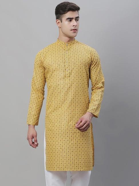 sojanya mustard regular fit floral print kurta