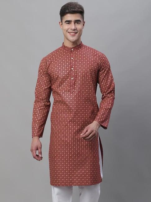 sojanya maroon regular fit floral print kurta