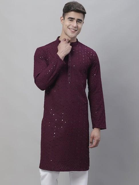 sojanya purple regular fit embellished kurta