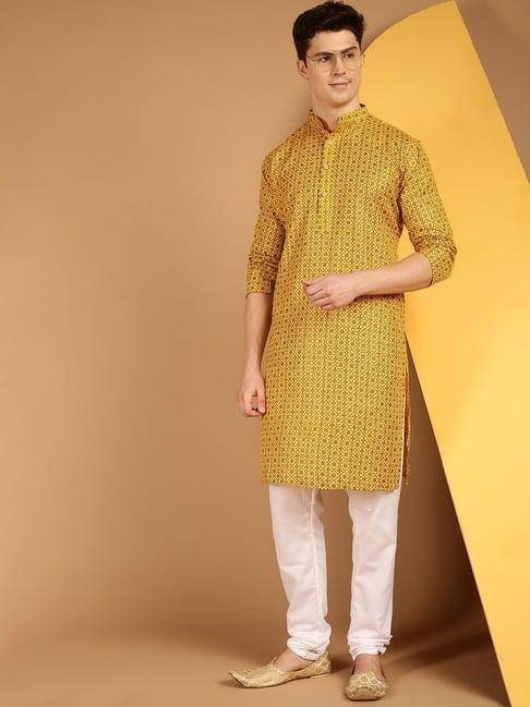 sojanya mustard regular fit floral print kurta