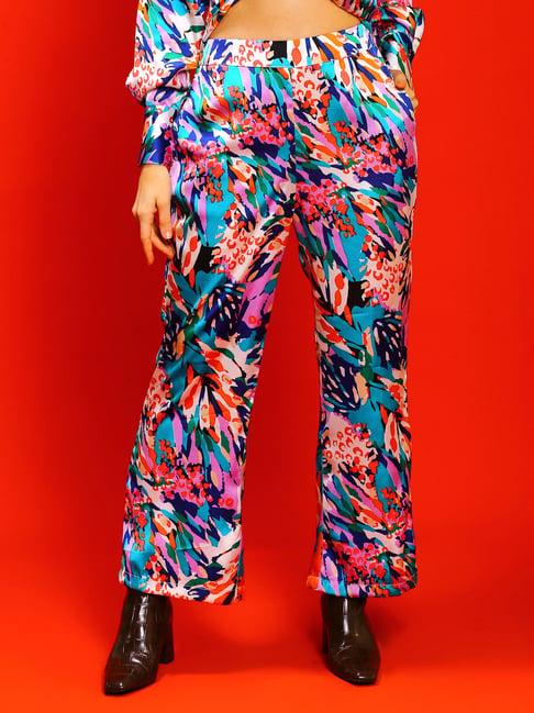 sera multicolor printed regular fit mid rise trousers