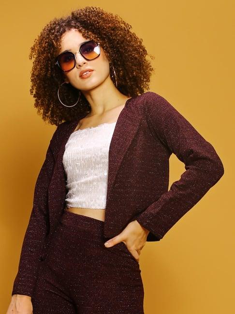 sera maroon textured shrug