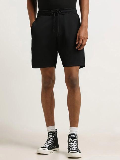 studiofit by westside black self patterned relaxed fit shorts