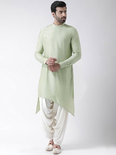 kisah plus light green regular fit kurta bottom set