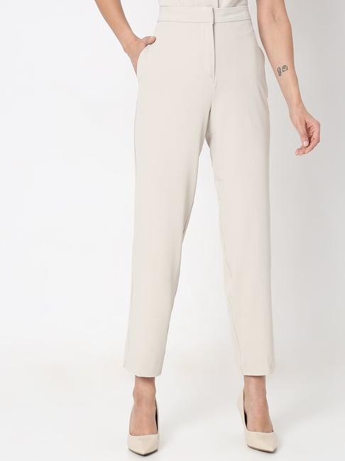 vero moda beige slim fit high rise pants