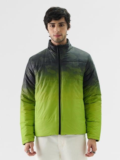 the souled store green regular fit quilted puffer jackets