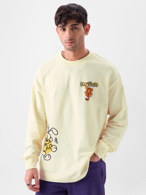 the souled store off white cotton loose fit garfield : attitude printed t-shirts