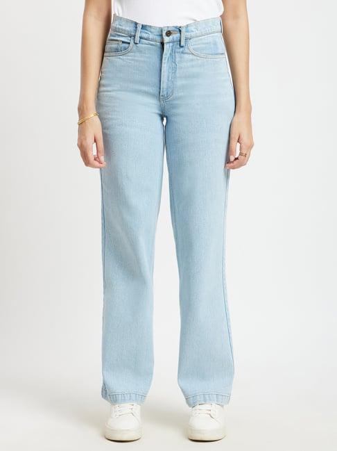 fablestreet blue cotton high rise jeans