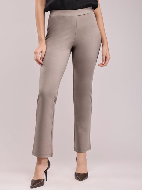 fablestreet livin regular length flared mid rise formal trousers