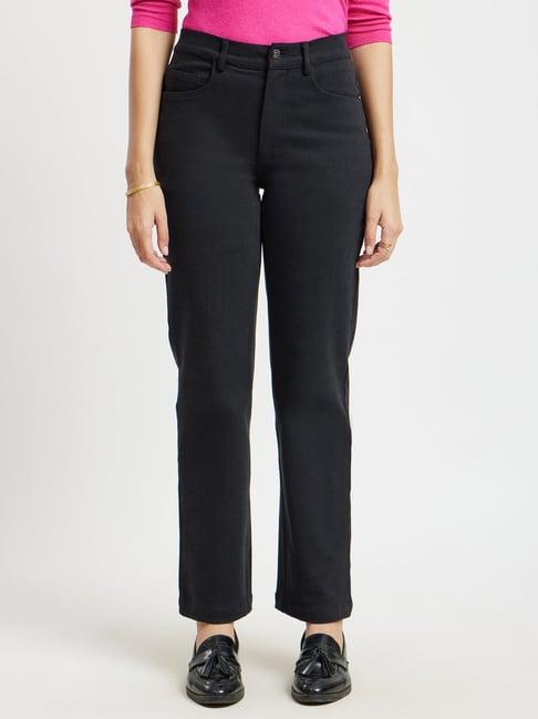 fablestreet black cotton high rise jeans