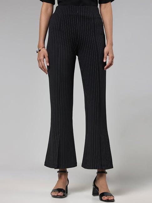 wardrobe by westside black striped ponte trousers