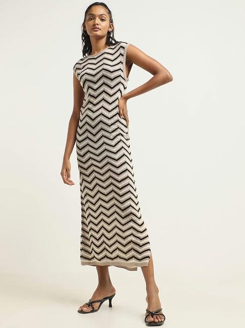 lov by westside multicolor chevron patterned dress