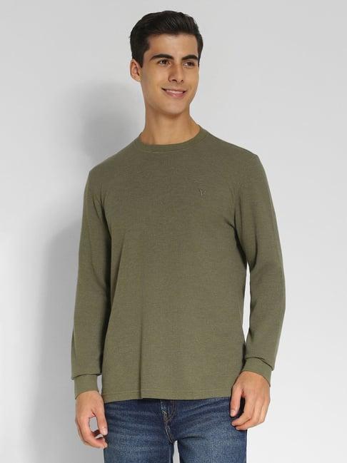 american eagle green regular fit texture t-shirt