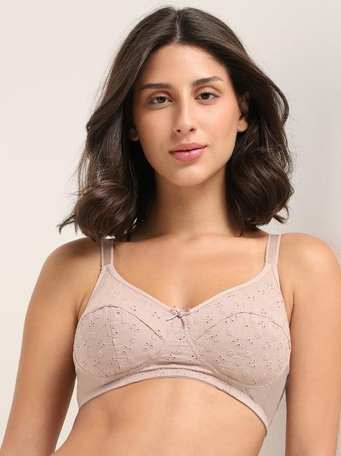 wunderlove by westside taupe embroidered bra