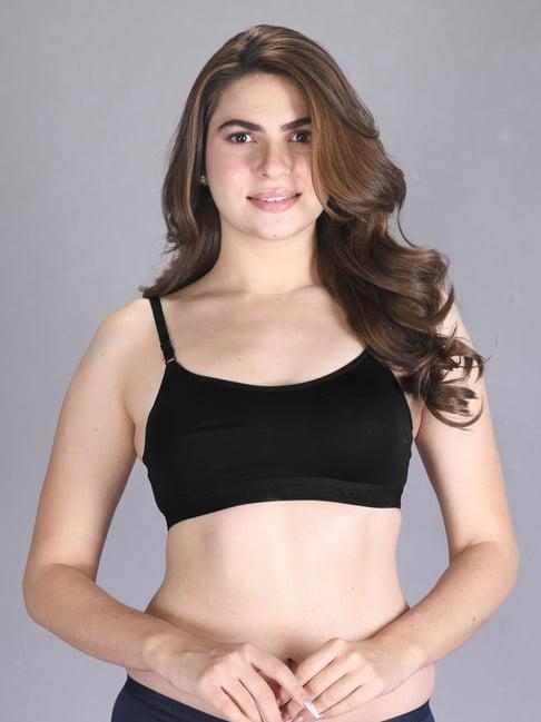 lux venus black full coverage non-wired sports bra with adjustable strap